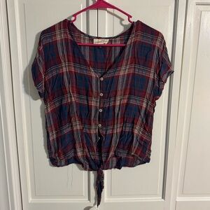 Universal Thread Red and Blue Plaid Button-Down Shirt